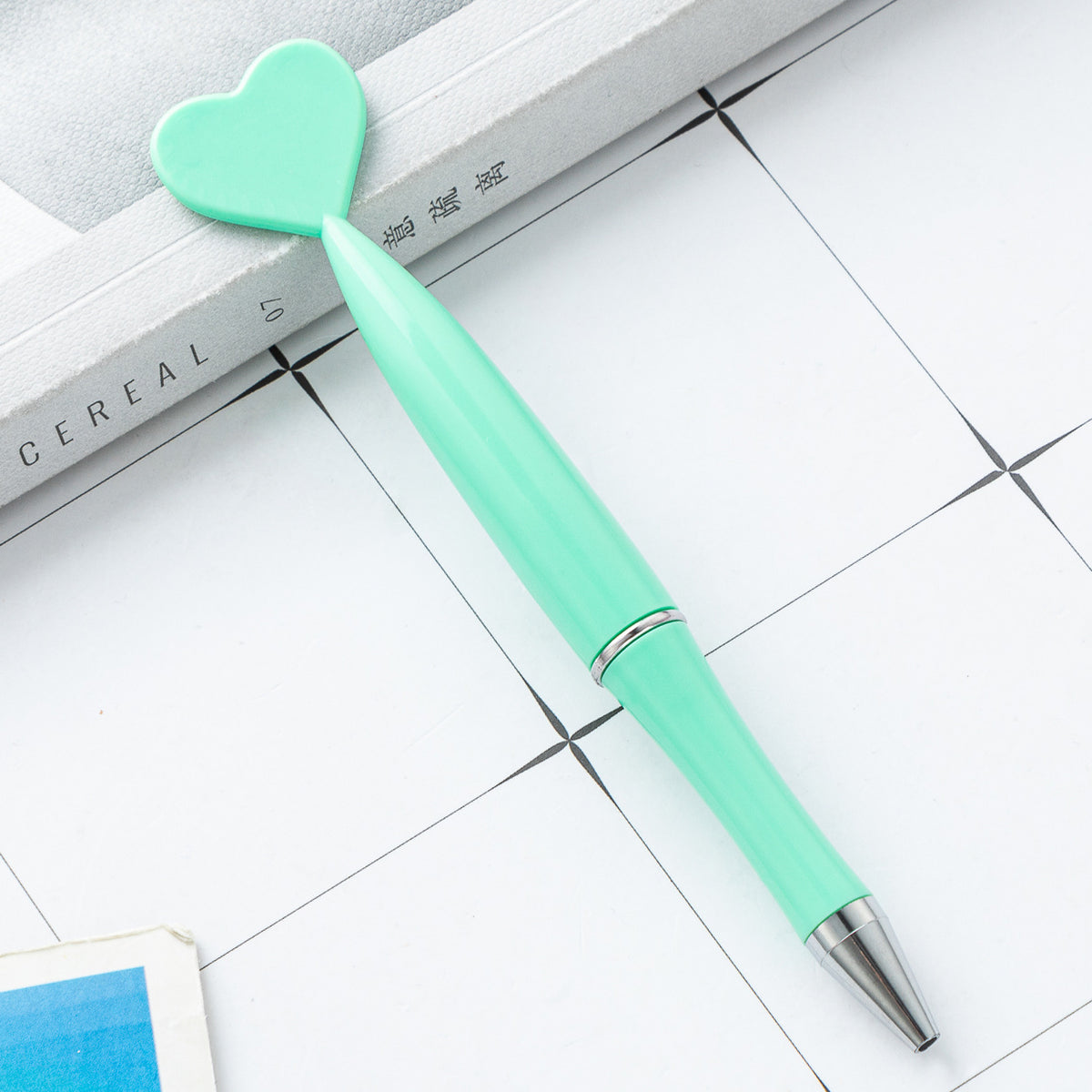 Multi-color Rotating Heart-shaped Plastic Ballpoint Pen | DIY Beadable Pen Craft Gift Idea
