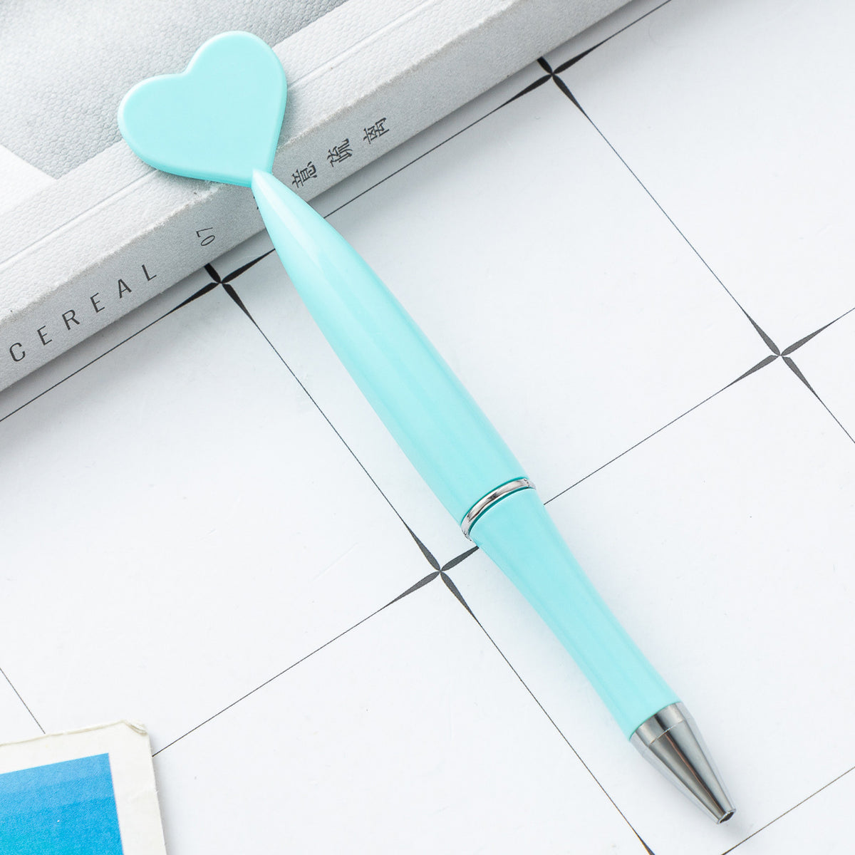 Multi-color Rotating Heart-shaped Plastic Ballpoint Pen | DIY Beadable Pen Craft Gift Idea