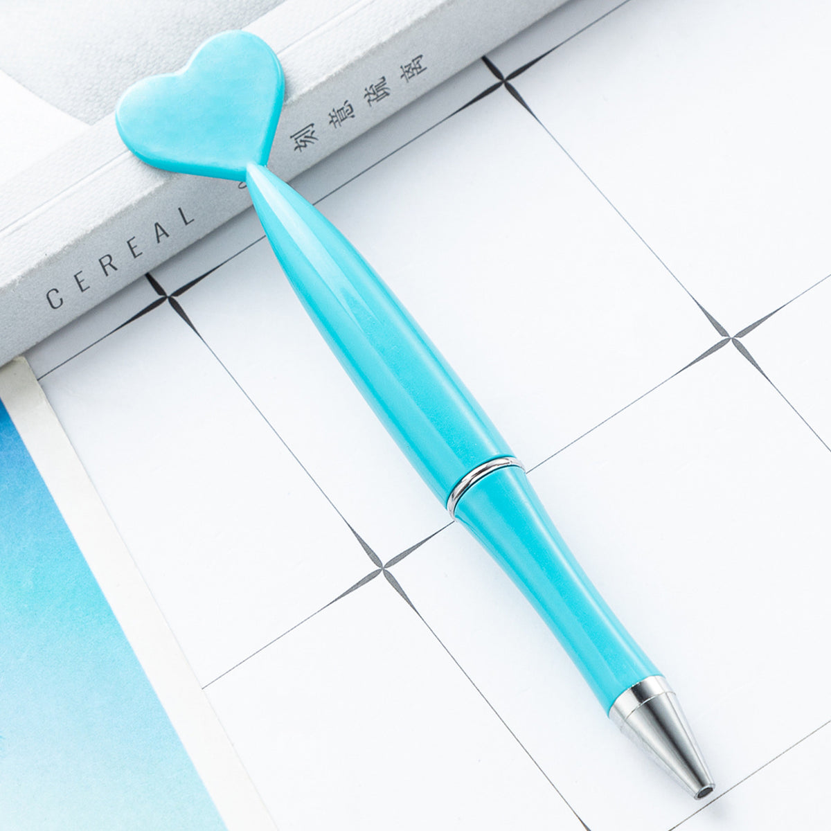 Multi-color Rotating Heart-shaped Plastic Ballpoint Pen | DIY Beadable Pen Craft Gift Idea