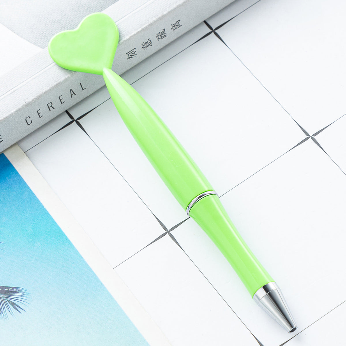 Multi-color Rotating Heart-shaped Plastic Ballpoint Pen | DIY Beadable Pen Craft Gift Idea