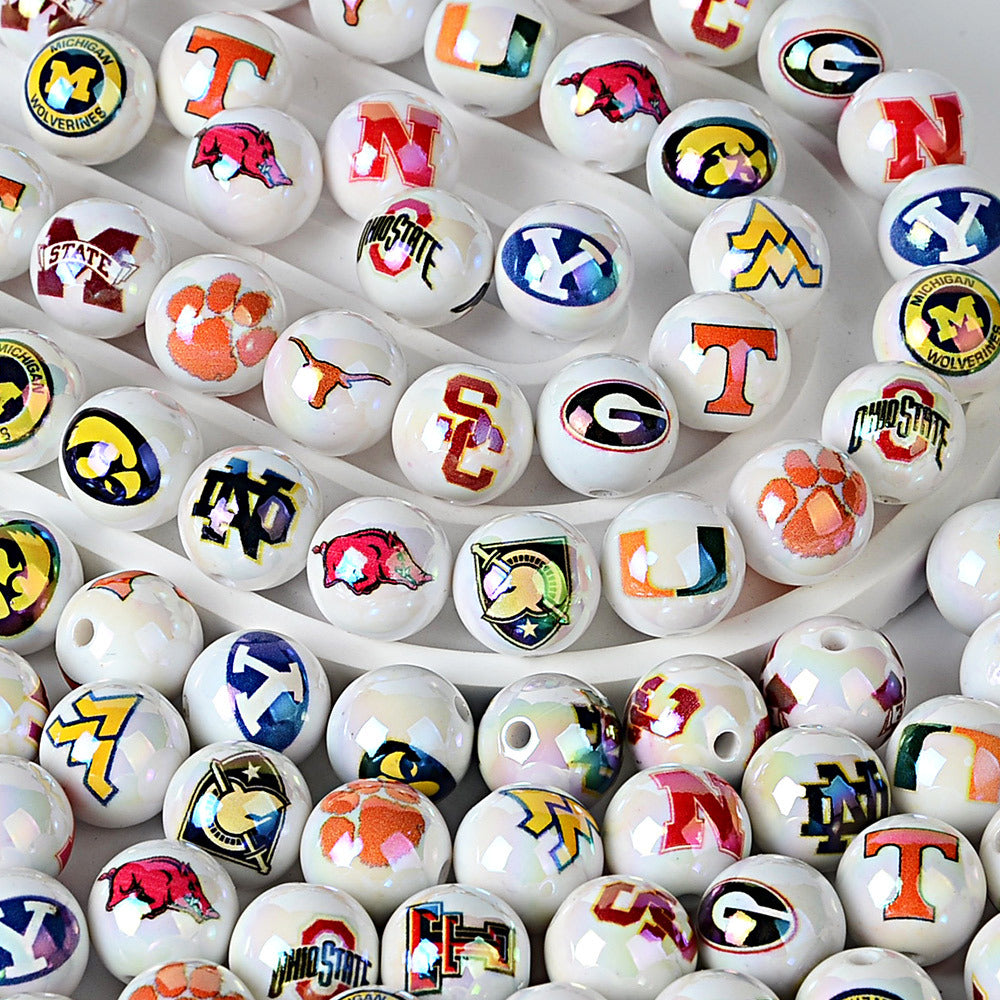 NCAA College Football Acrylic Focal Beads for Beadable Pens - 16mm Straight | DIY Sports Fan Bracelet & Keychain Craft Bead