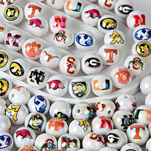 NCAA College Football Acrylic Focal Beads for Beadable Pens - 16mm Straight | DIY Sports Fan Bracelet & Keychain Craft Bead