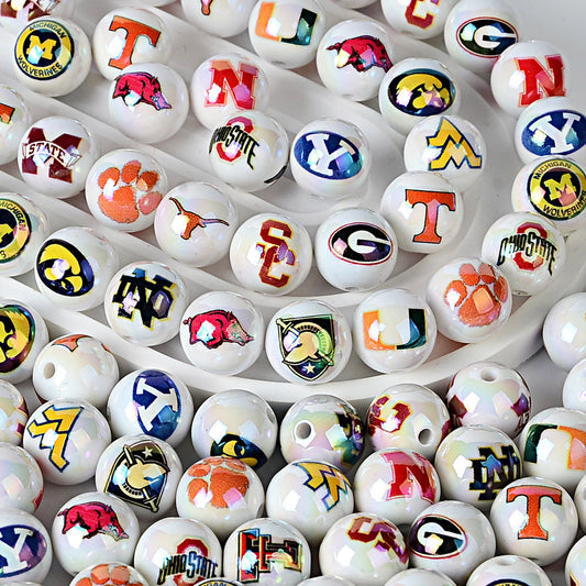 NCAA College Football Acrylic Focal Beads for Beadable Pens - 16mm Straight | DIY Sports Fan Bracelet & Keychain Craft Bead