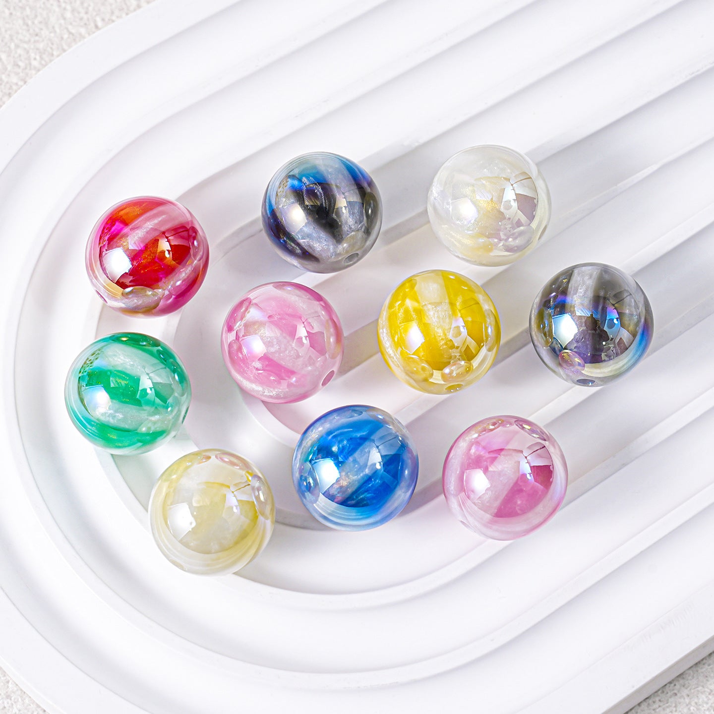 Glow in the Dark Watermelon Beads - 16mm UV Plated Acrylic Round | Acrylic Bead for DIY Bracelet Keychain Jewelry Making