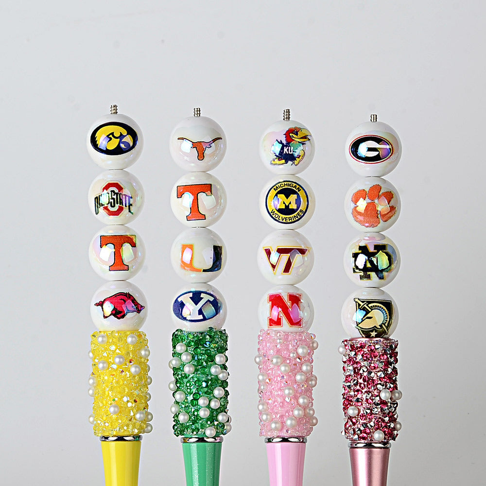 NCAA College Football Acrylic Focal Beads for Beadable Pens - 16mm Straight | DIY Sports Fan Bracelet & Keychain Craft Bead