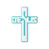 Turquoise Green Coconut Jesus Cross