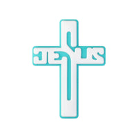 Turquoise Green Coconut Jesus Cross
