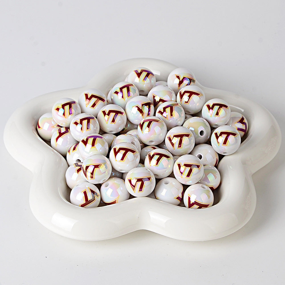 NCAA College Football Acrylic Focal Beads for Beadable Pens - 16mm Straight | DIY Sports Fan Bracelet & Keychain Craft Bead