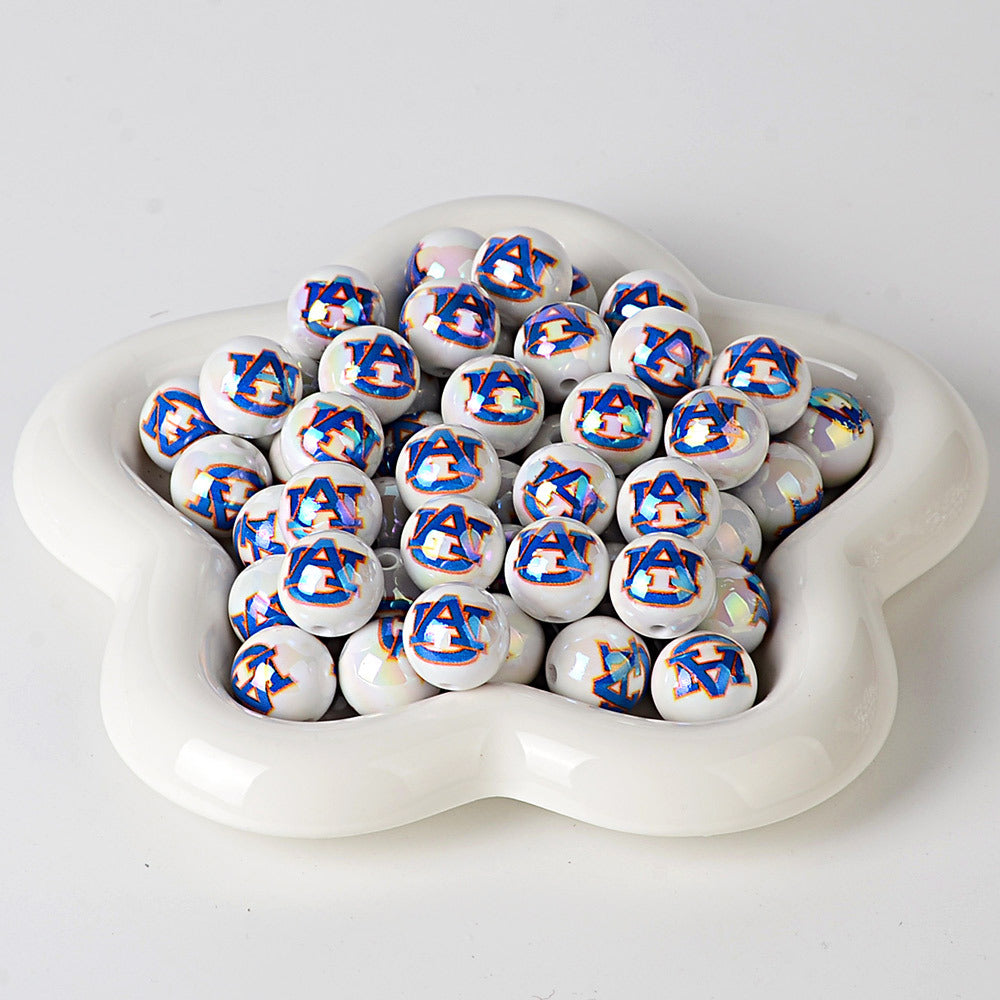 NCAA College Football Acrylic Focal Beads for Beadable Pens - 16mm Straight | DIY Sports Fan Bracelet & Keychain Craft Bead