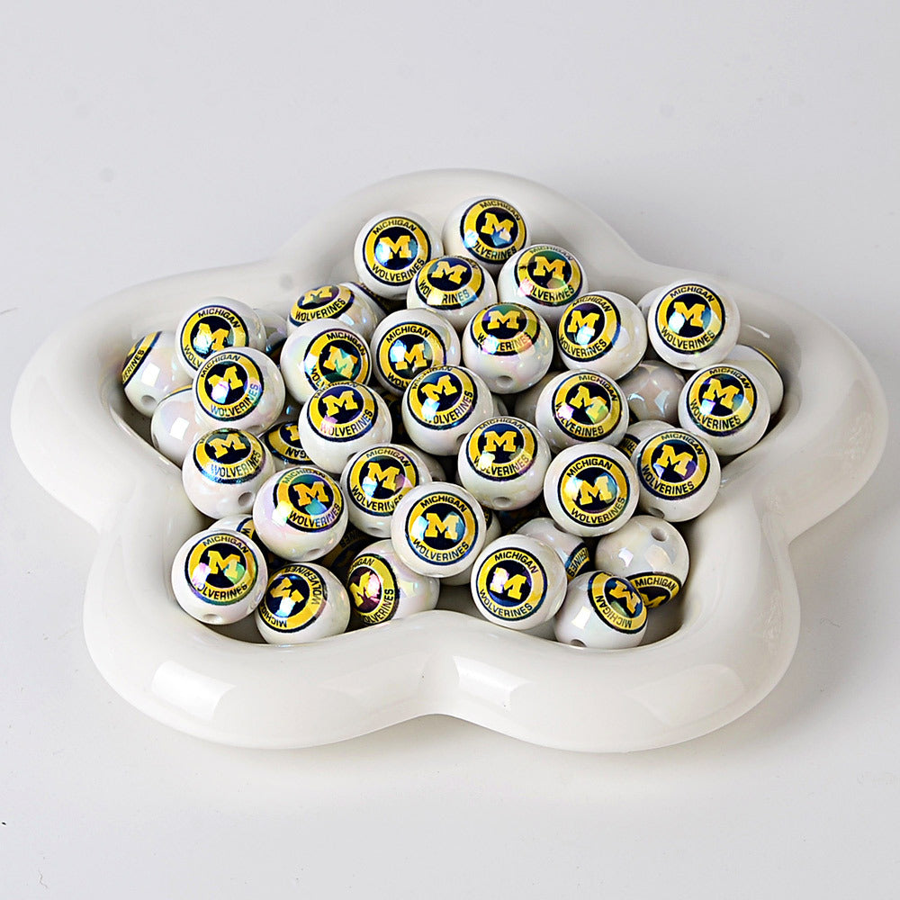NCAA College Football Acrylic Focal Beads for Beadable Pens - 16mm Straight | DIY Sports Fan Bracelet & Keychain Craft Bead