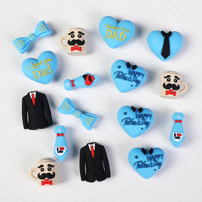 Father's Day Silicone Focal Beads - "I Love You Dad" Heart, Suit & Tie | Silicone Focal Bead for DIY Keychain & Pen Wrap