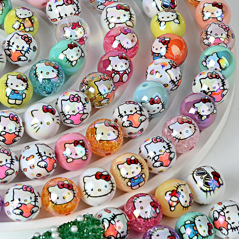 Kawaii Hello Kitty Acrylic Gumball Beads - 20pcs Mix of Opaque, | Acrylic Bead for DIY Bracelet Keychain Jewelry Making