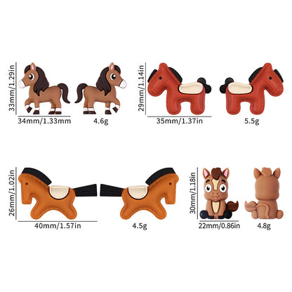 Cute Horse & Pony Silicone Focal Beads - Soft Silicone Character Beads | Silicone Focal Bead for DIY Keychain & Pen Wrap