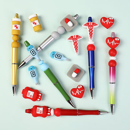 Medical & Nursing Silicone Focal Beads - Cute Stethoscope, Heart & Pill | Silicone Focal Bead for DIY Keychain & Pen Wrap