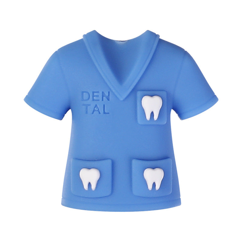 Dental Theme Silicone Focal Beads - Cute Tooth & Scrub Suit Beads for | Silicone Focal Bead for DIY Keychain & Pen Wrap