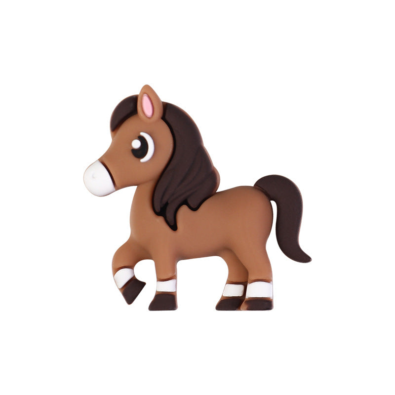 Cute Horse & Pony Silicone Focal Beads - Soft Silicone Character Beads | Silicone Focal Bead for DIY Keychain & Pen Wrap