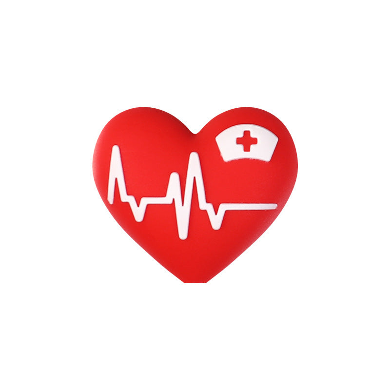 Medical & Nursing Silicone Focal Beads - Cute Stethoscope, Heart & Pill | Silicone Focal Bead for DIY Keychain & Pen Wrap