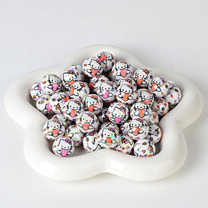 Kawaii Hello Kitty Acrylic Gumball Beads - 20pcs Mix of Opaque, | Acrylic Bead for DIY Bracelet Keychain Jewelry Making