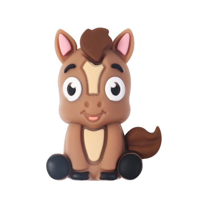 Cute Horse & Pony Silicone Focal Beads - Soft Silicone Character Beads | Silicone Focal Bead for DIY Keychain & Pen Wrap