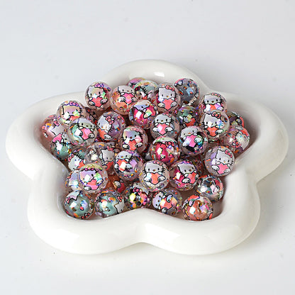 Kawaii Hello Kitty Acrylic Gumball Beads - 20pcs Mix of Opaque, | Acrylic Bead for DIY Bracelet Keychain Jewelry Making