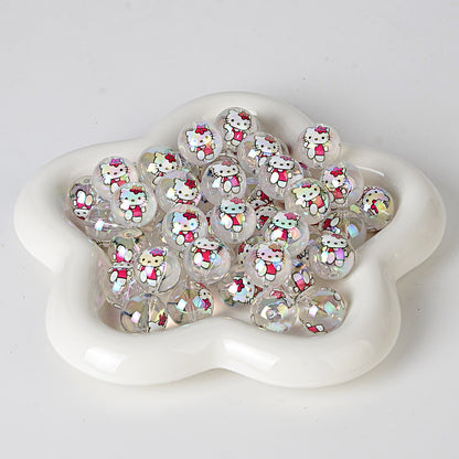 Kawaii Hello Kitty Acrylic Gumball Beads - 20pcs Mix of Opaque, | Acrylic Bead for DIY Bracelet Keychain Jewelry Making