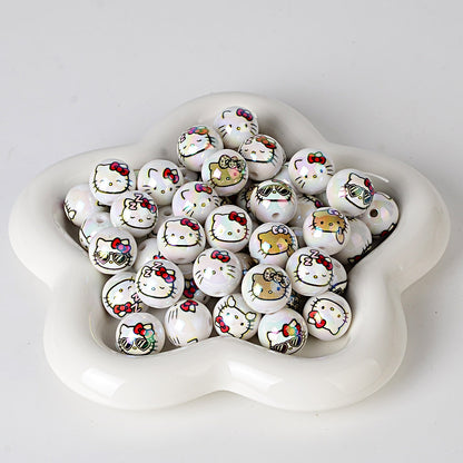 Kawaii Hello Kitty Acrylic Gumball Beads - 20pcs Mix of Opaque, | Acrylic Bead for DIY Bracelet Keychain Jewelry Making