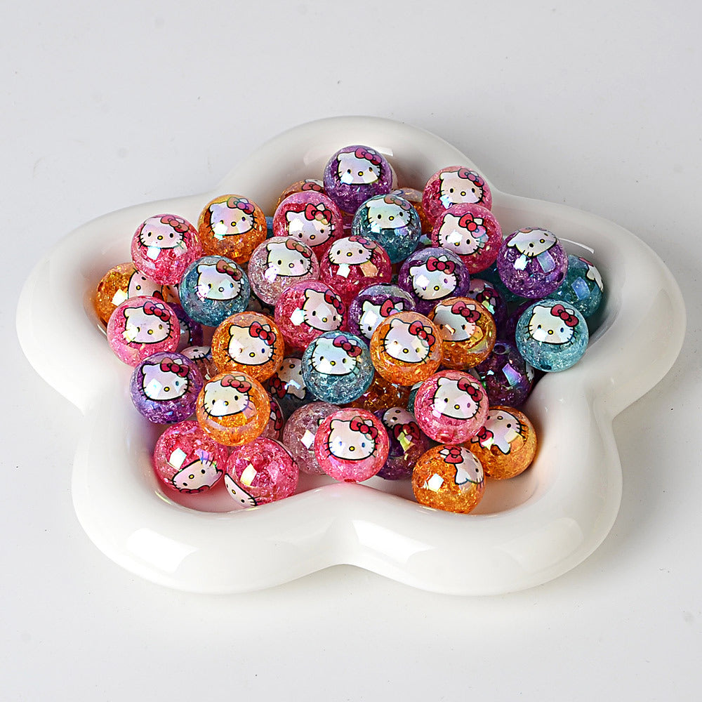 Kawaii Hello Kitty Acrylic Gumball Beads - 20pcs Mix of Opaque, | Acrylic Bead for DIY Bracelet Keychain Jewelry Making