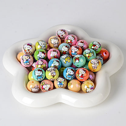 Kawaii Hello Kitty Acrylic Gumball Beads - 20pcs Mix of Opaque, | Acrylic Bead for DIY Bracelet Keychain Jewelry Making