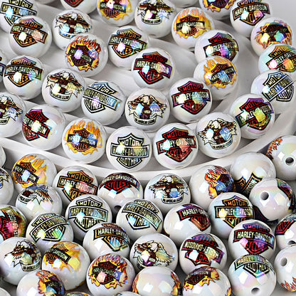 Motorcycle Legend Iridescent Acrylic Beads - 16mm AB Coating Round | Acrylic Bead for DIY Bracelet Keychain Jewelry Making