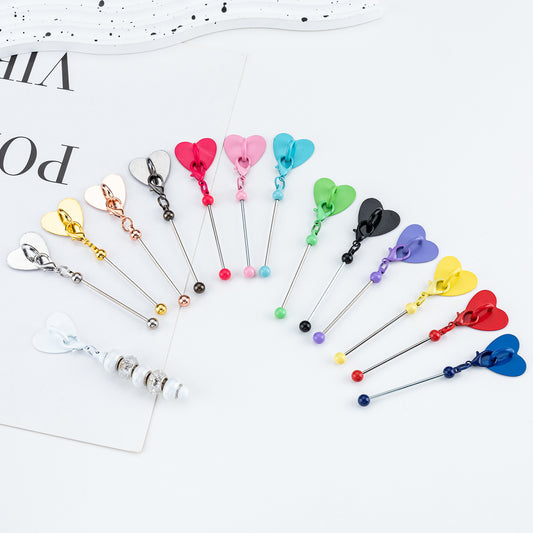 DIY Heart Sticky Hook for Phone Charms - Colorful Metal Beadable Rod | DIY Bead Bracelet Keychain & Jewelry Craft Supply