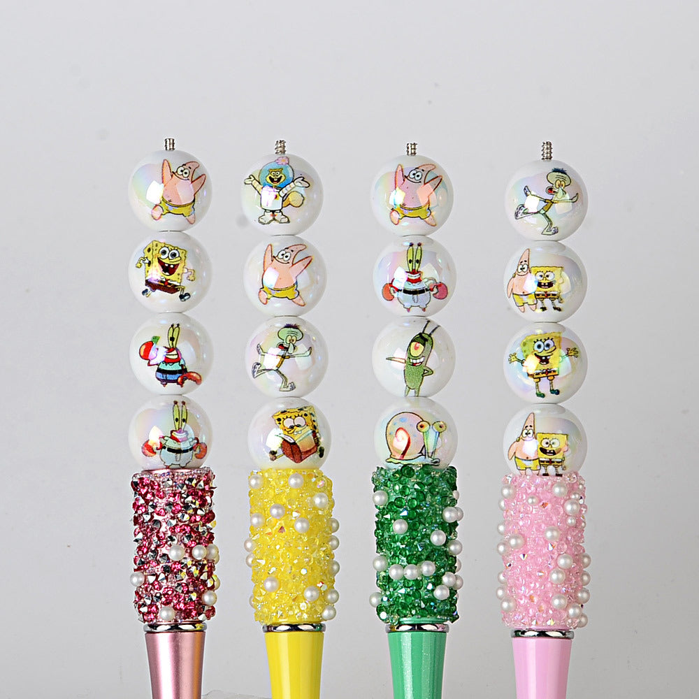 Cartoon Sponge & Friends AB Acrylic Round Beads - 16mm Shimmering | Acrylic Bead for DIY Bracelet Keychain Jewelry Making