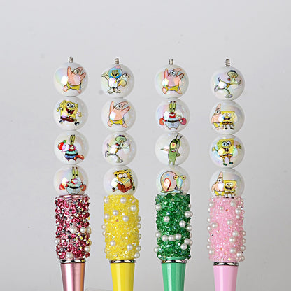 Cartoon Sponge & Friends AB Acrylic Round Beads - 16mm Shimmering | Acrylic Bead for DIY Bracelet Keychain Jewelry Making