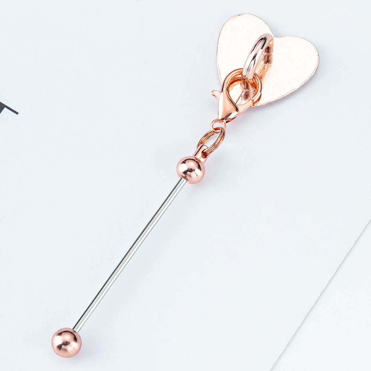DIY Heart Sticky Hook for Phone Charms - Colorful Metal Beadable Rod | DIY Bead Bracelet Keychain & Jewelry Craft Supply