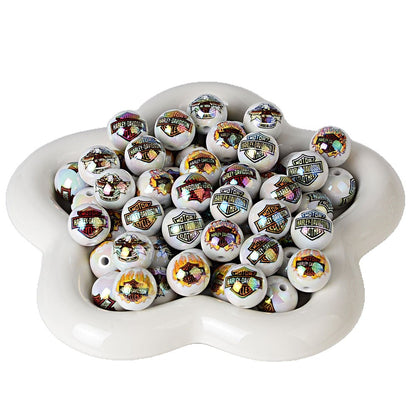 Motorcycle Legend Iridescent Acrylic Beads - 16mm AB Coating Round | Acrylic Bead for DIY Bracelet Keychain Jewelry Making