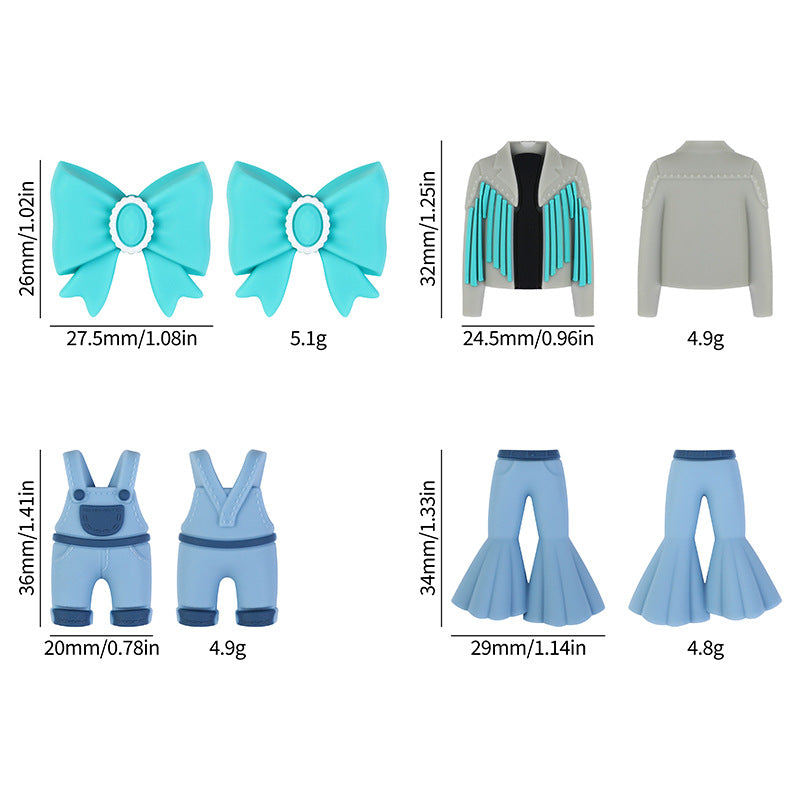 Mini Fashionista Series Silicone Beads: Assorted Jacket, Overalls and | Silicone Focal Bead for DIY Keychain & Pen Wrap