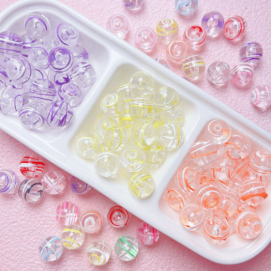 16MM Whimsical Shimmering Jelly Spiral Beads: Clear Iridescent | Acrylic Bead for DIY Bracelet Keychain Jewelry Making