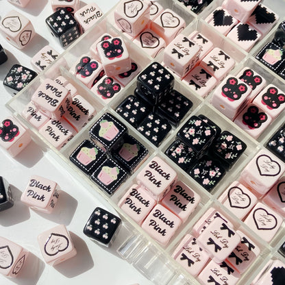 14mm Black Pink Theme Cube Beads - Shimmering AB Iridescent 14x14mm | Acrylic Bead for DIY Bracelet Keychain Jewelry Making