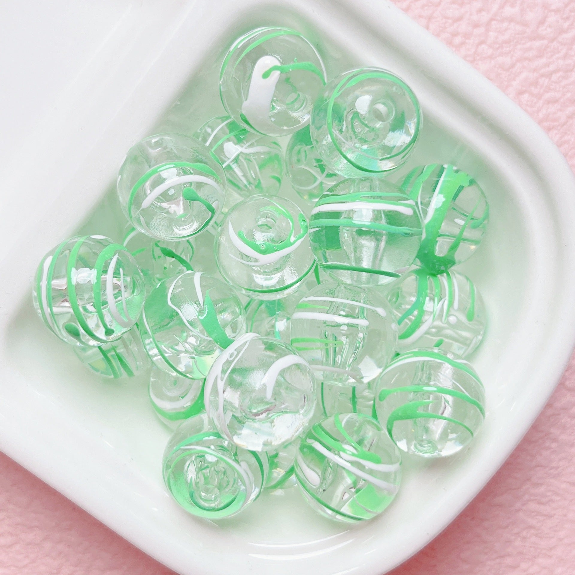 16MM Whimsical Shimmering Jelly Spiral Beads: Clear Iridescent | Acrylic Bead for DIY Bracelet Keychain Jewelry Making