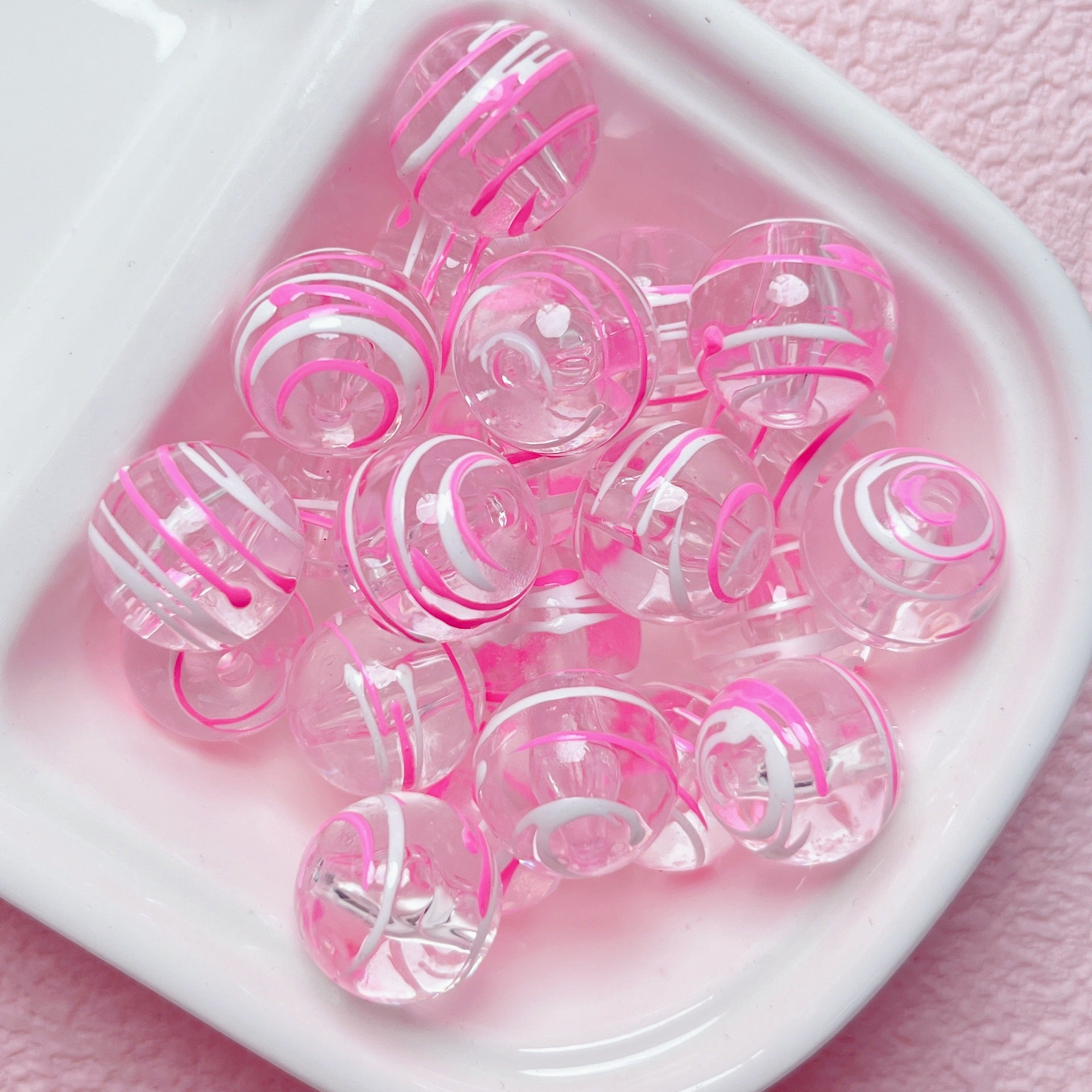 16MM Whimsical Shimmering Jelly Spiral Beads: Clear Iridescent | Acrylic Bead for DIY Bracelet Keychain Jewelry Making