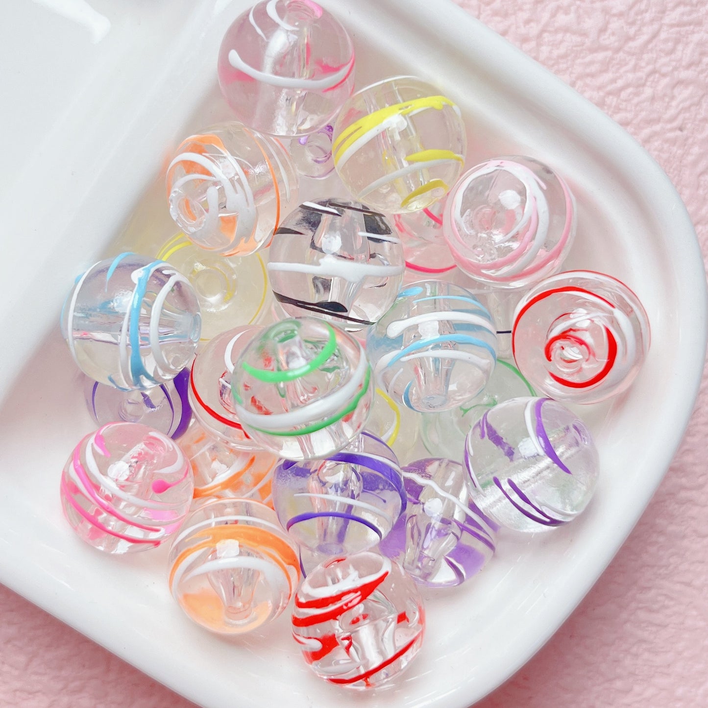 16MM Whimsical Shimmering Jelly Spiral Beads: Clear Iridescent | Acrylic Bead for DIY Bracelet Keychain Jewelry Making
