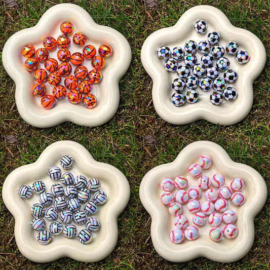 16mm Iridescent Sports Ball Beads, AB Color Acrylic Beads for | Acrylic Bead for DIY Bracelet Keychain Jewelry Making
