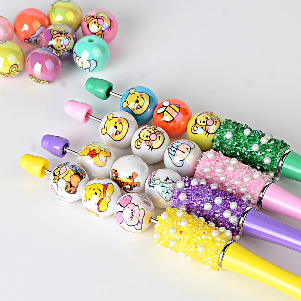 16mm Cute Winnie the Pooh & Friends Acrylic Beads, AB Iridescent | Acrylic Bead for DIY Bracelet Keychain Jewelry Making