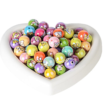 16mm Cute Winnie the Pooh & Friends Acrylic Beads, AB Iridescent | Acrylic Bead for DIY Bracelet Keychain Jewelry Making