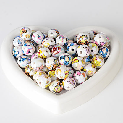 16mm Cute Winnie the Pooh & Friends Acrylic Beads, AB Iridescent | Acrylic Bead for DIY Bracelet Keychain Jewelry Making