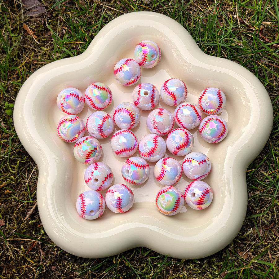 16mm Iridescent Sports Ball Beads, AB Color Acrylic Beads for | Acrylic Bead for DIY Bracelet Keychain Jewelry Making