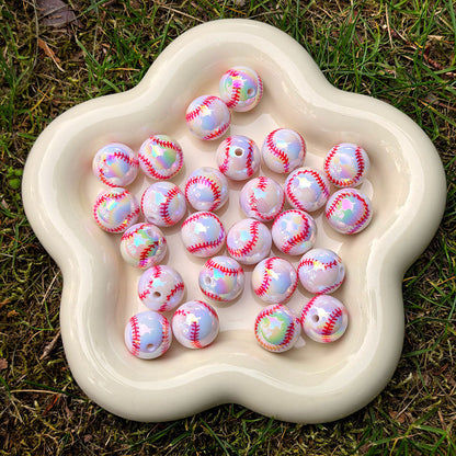 16mm Iridescent Sports Ball Beads, AB Color Acrylic Beads for | Acrylic Bead for DIY Bracelet Keychain Jewelry Making