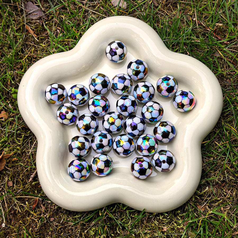 16mm Iridescent Sports Ball Beads, AB Color Acrylic Beads for | Acrylic Bead for DIY Bracelet Keychain Jewelry Making