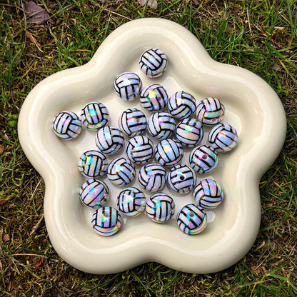 16mm Iridescent Sports Ball Beads, AB Color Acrylic Beads for | Acrylic Bead for DIY Bracelet Keychain Jewelry Making