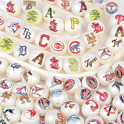 MLB Team Logo Inspired 16mm Chunky Pearl Beads for DIY Pens & Jewelry | DIY Sports Fan Bracelet & Keychain Craft Bead