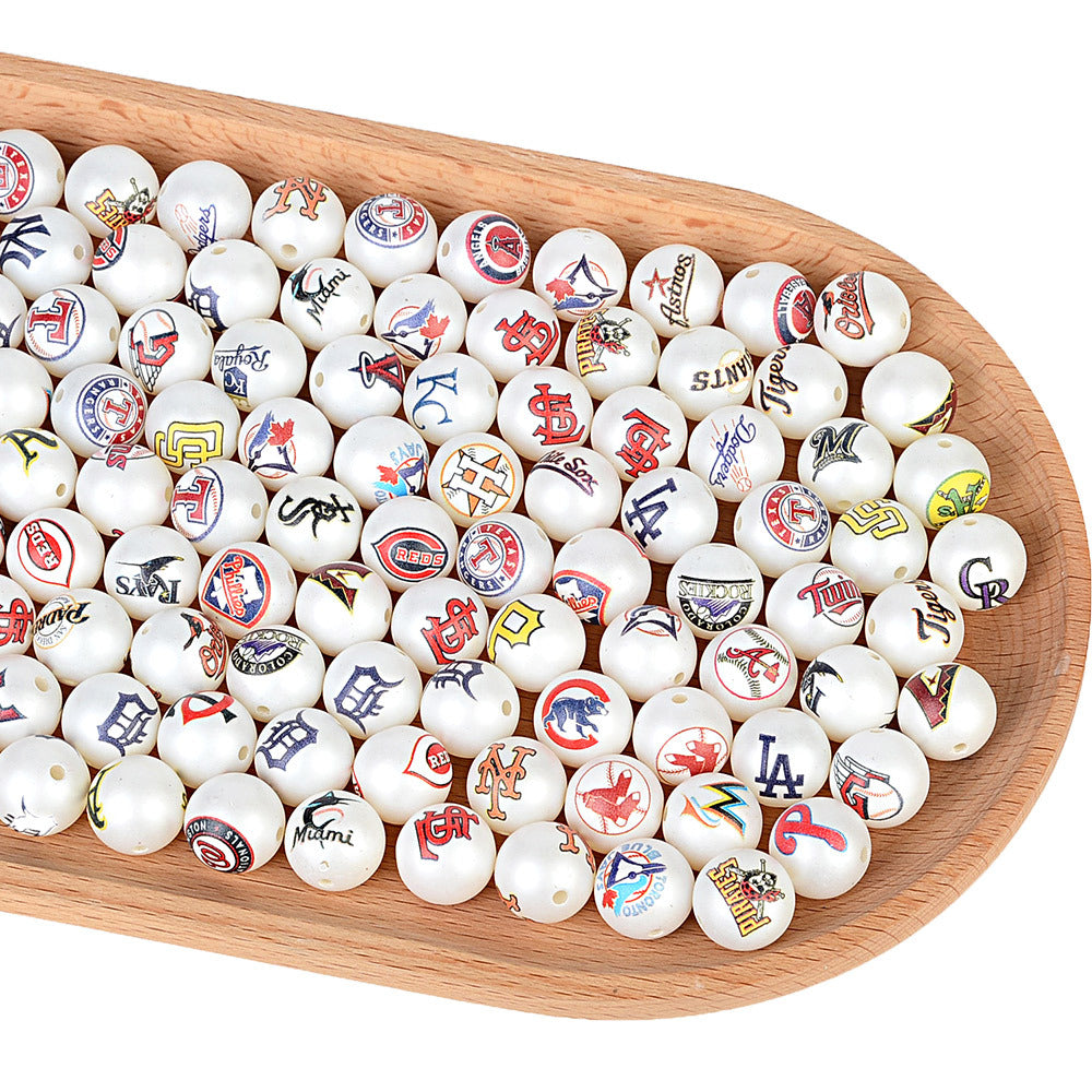 MLB Team Logo Inspired 16mm Chunky Pearl Beads for DIY Pens & Jewelry | DIY Sports Fan Bracelet & Keychain Craft Bead